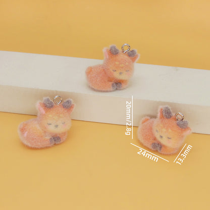 Flocking Resin Animal Love Charms Hanging Ornament