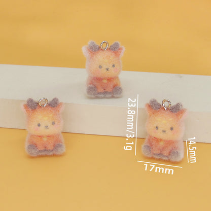 Flocking Resin Animal Love Charms Hanging Ornament