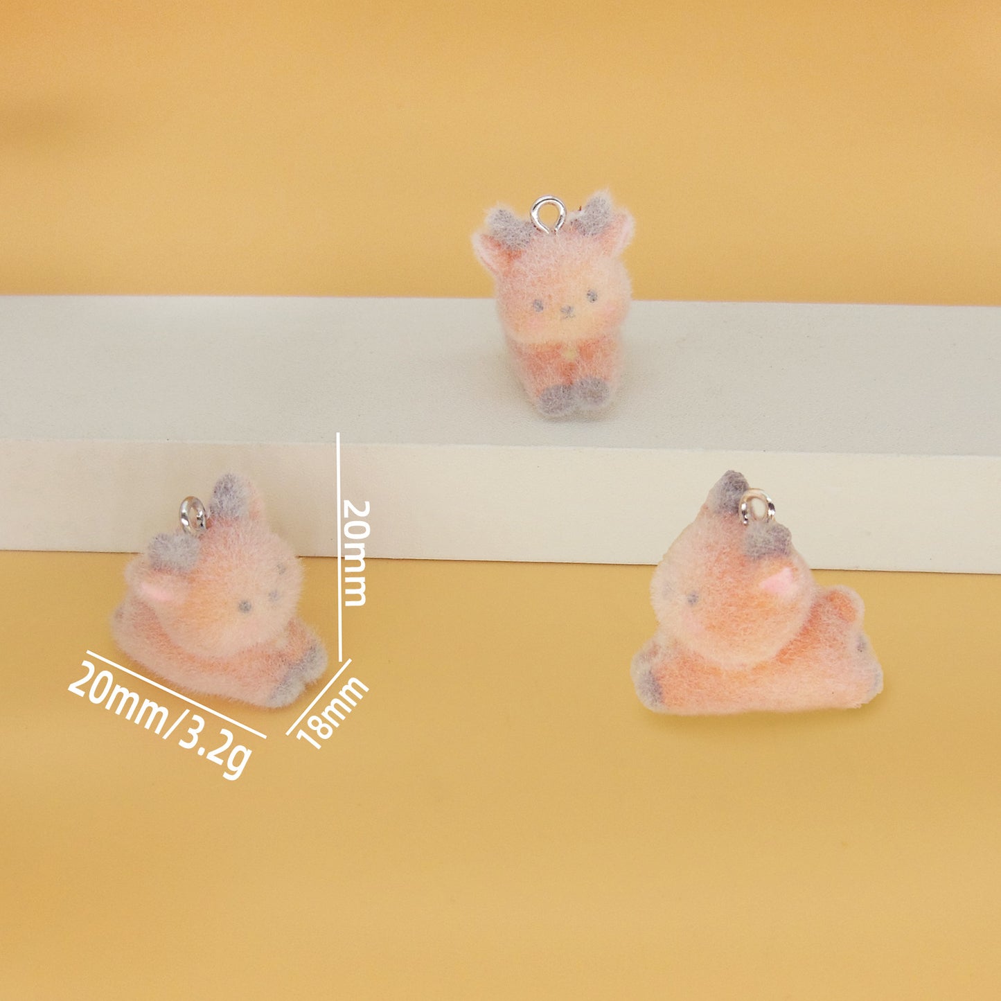 Flocking Resin Animal Love Charms Hanging Ornament