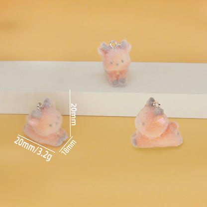 Flocking Resin Animal Love Charms Hanging Ornament