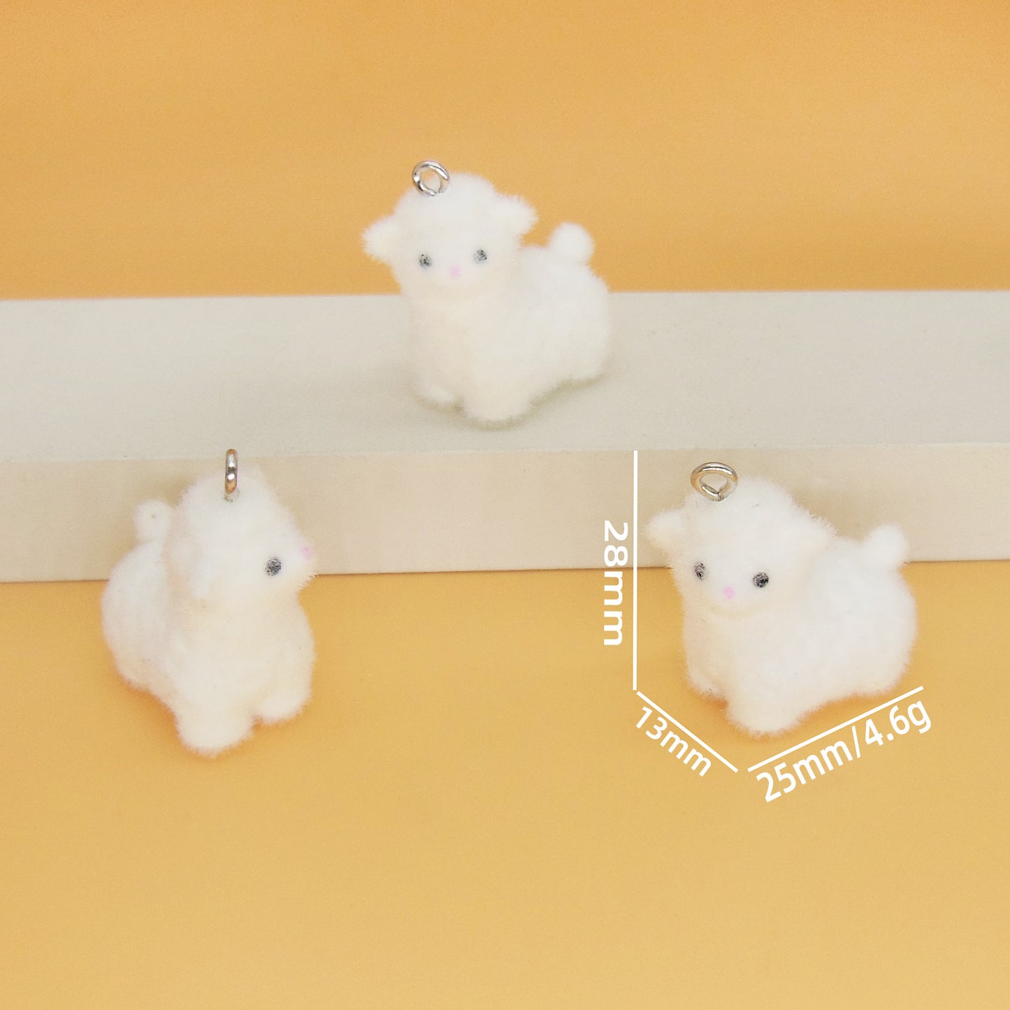 Flocking Resin Animal Love Charms Hanging Ornament