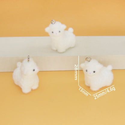 Flocking Resin Animal Love Charms Hanging Ornament