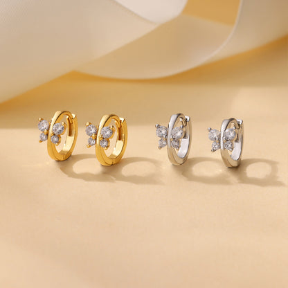 Geometric Waterproof Non Tarnish Earrings For Women, Copper With 18K Real Gold Plated PVD Coating And Zircon Inlay