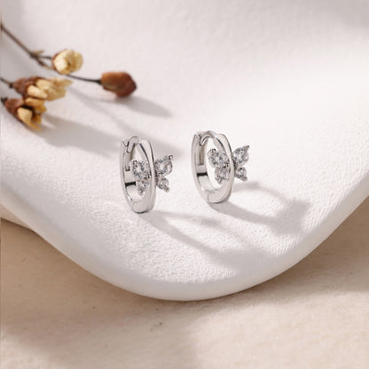 Geometric Waterproof Non Tarnish Earrings For Women, Copper With 18K Real Gold Plated PVD Coating And Zircon Inlay