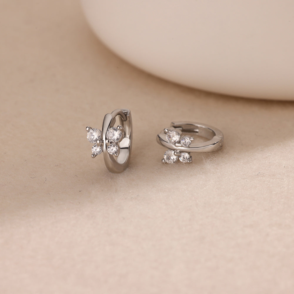 Geometric Waterproof Non Tarnish Earrings For Women, Copper With 18K Real Gold Plated PVD Coating And Zircon Inlay