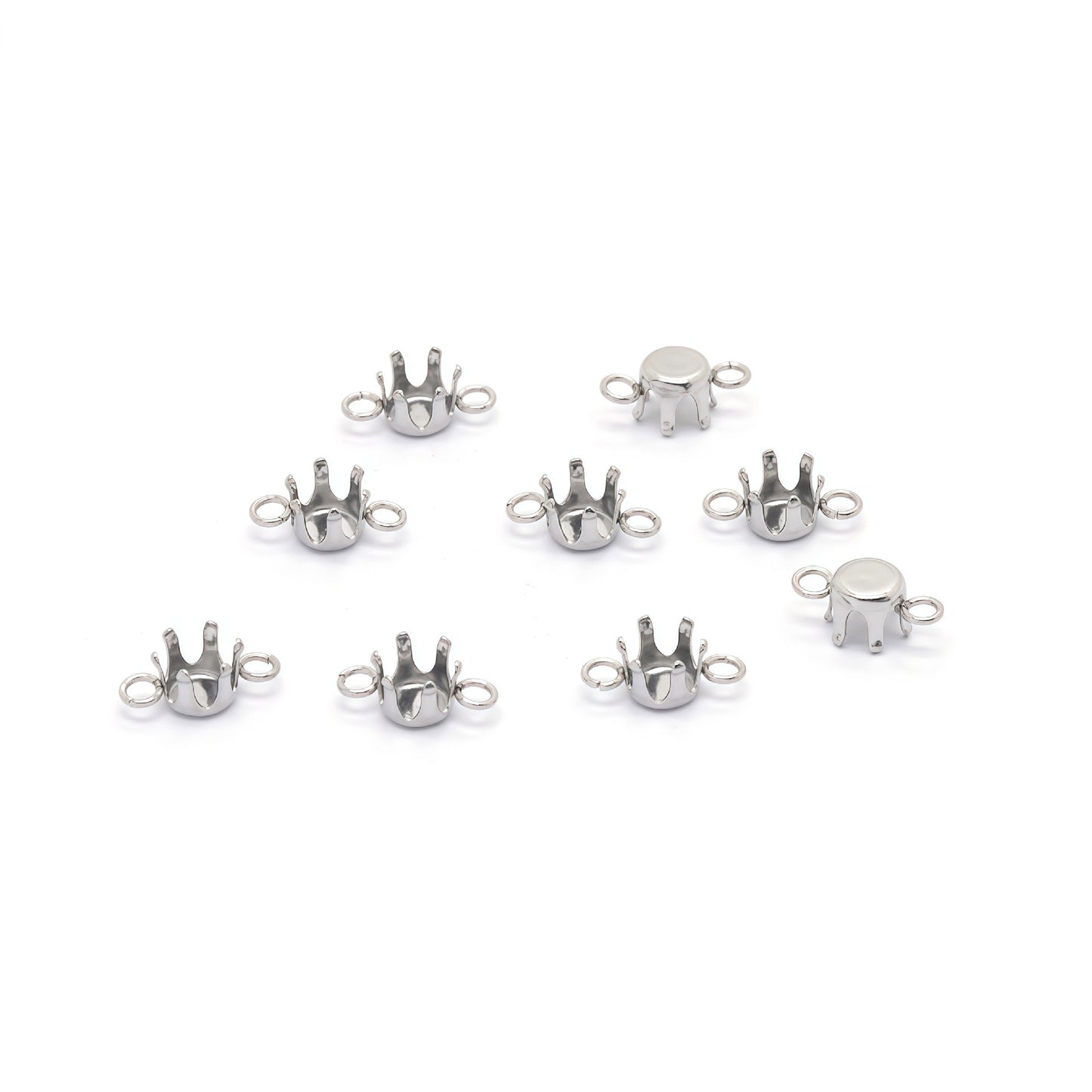 Round Jewelry Accessory In 304 Stainless Steel With White Zircon Inlay, Diameter 6 Mm