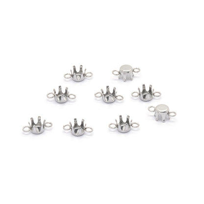 Round Jewelry Accessory In 304 Stainless Steel With White Zircon Inlay, Diameter 6 Mm
