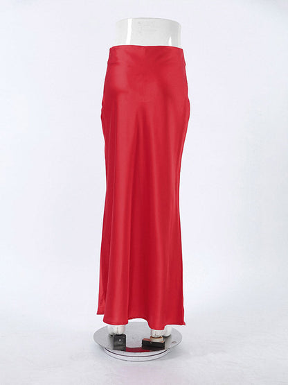 Mermaid Solid Color Zipper Skirts Bottoms
