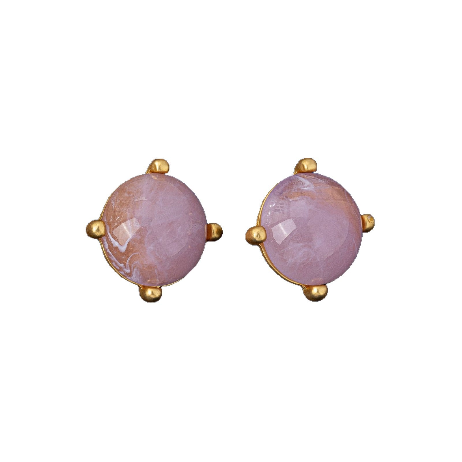 Round Stud Earrings For Unisex Featuring Resin Ear Pins In Retro Style Made Of Zinc Alloy