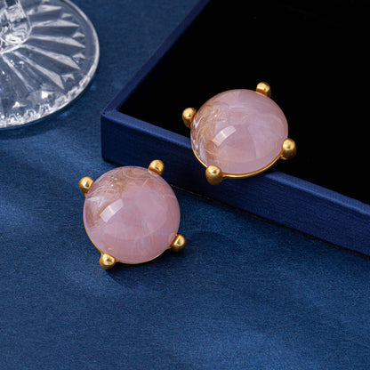 Round Stud Earrings For Unisex Featuring Resin Ear Pins In Retro Style Made Of Zinc Alloy