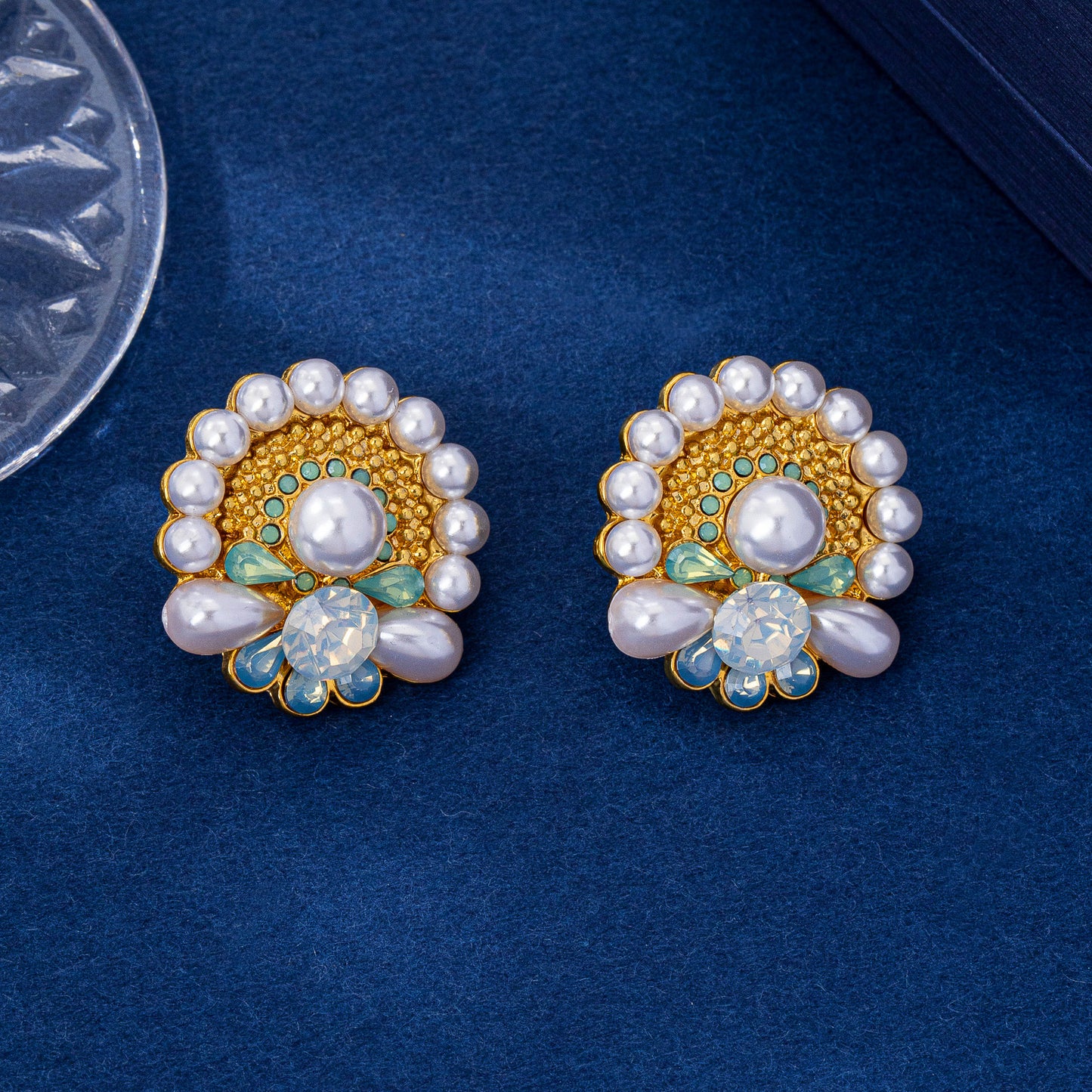 Round Stud Earrings For Women Featuring Artificial Pearl Inlay With 925 Sterling Silver Posts And Zinc Alloy Design In Silver