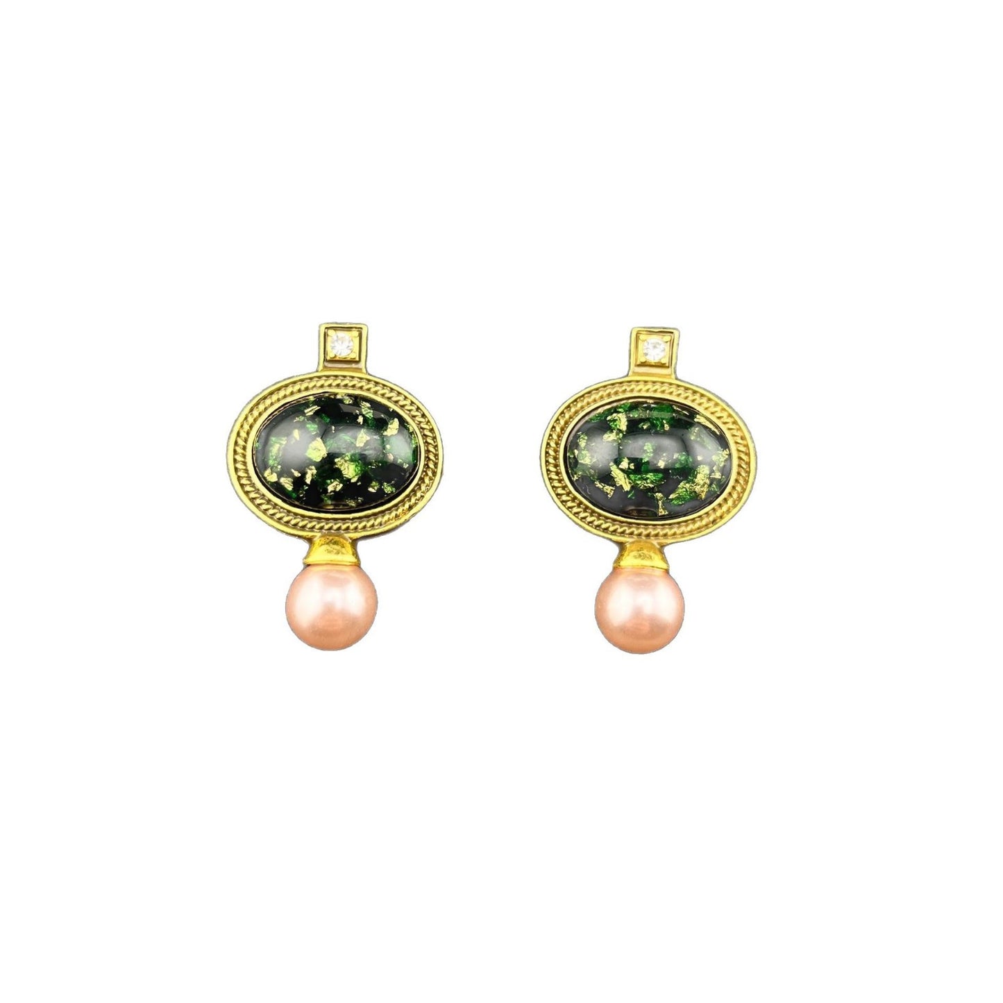 Digital Printing For Unisex Silver Alloy Stud Earrings With Resin Posts And Rhinestone Inlay