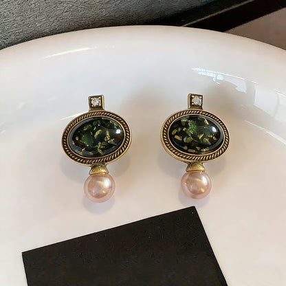 Digital Printing For Unisex Silver Alloy Stud Earrings With Resin Posts And Rhinestone Inlay