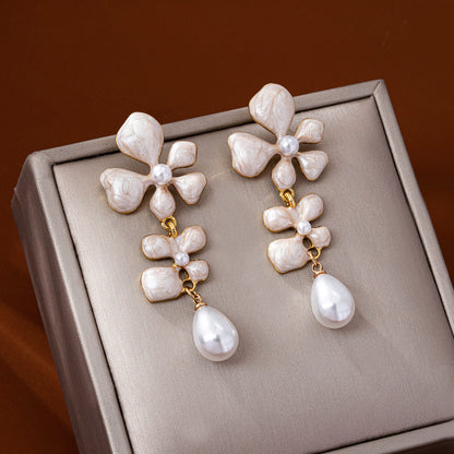 Unisex Alloy Stud Earrings For Flowers Featuring Enamel Craft With Electroplated Finish And 925 Sterling Silver Posts