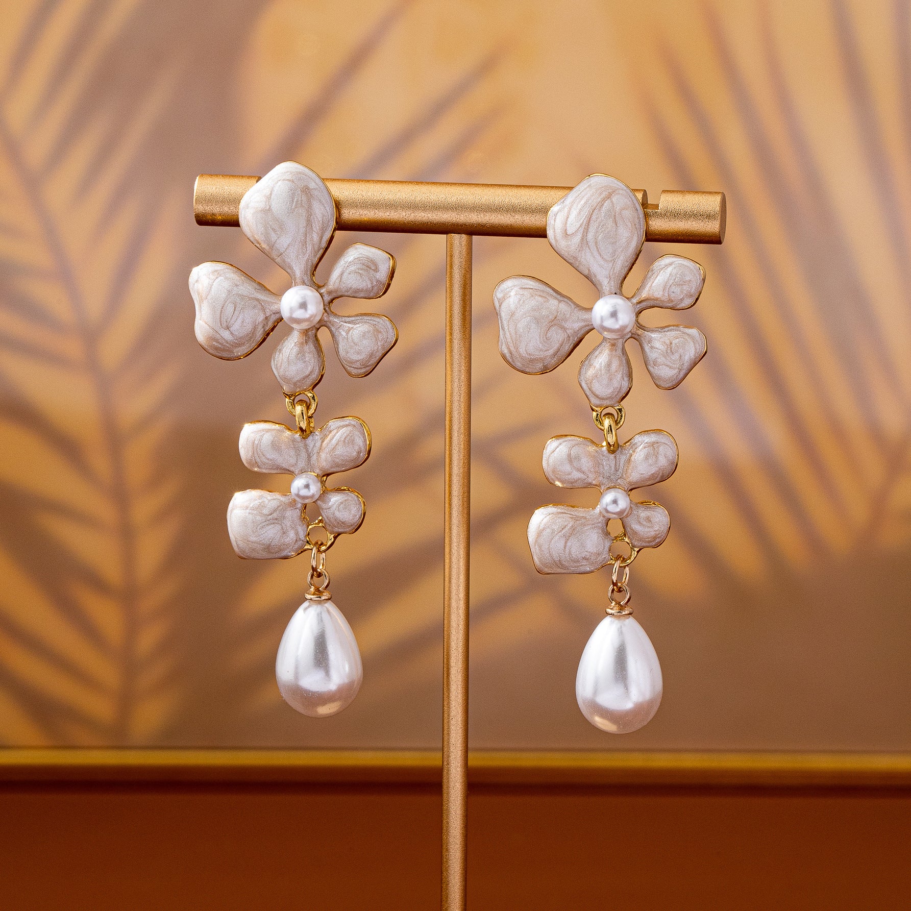 Unisex Alloy Stud Earrings For Flowers Featuring Enamel Craft With Electroplated Finish And 925 Sterling Silver Posts