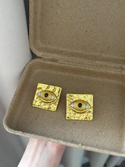 Square Yellow Devil's Eye Earrings EH2403