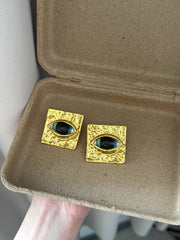 Square Black Devil's Eye Earrings EH2404