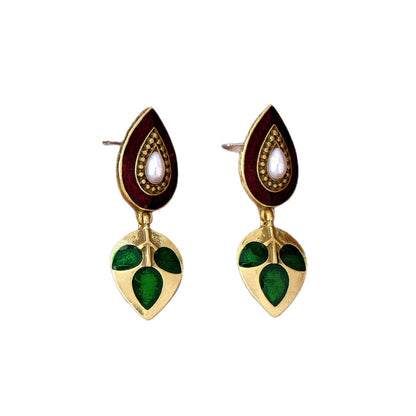 Retro Water Droplets Zinc Alloy Earrings For Unisex, Featuring Clip-On Design