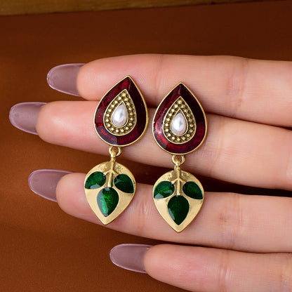 Retro Water Droplets Zinc Alloy Earrings For Unisex, Featuring Clip-On Design