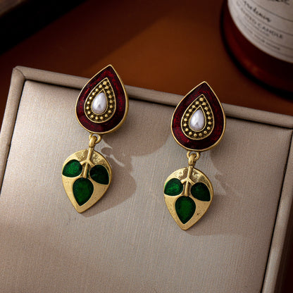 Retro Water Droplets Zinc Alloy Earrings For Unisex, Featuring Clip-On Design