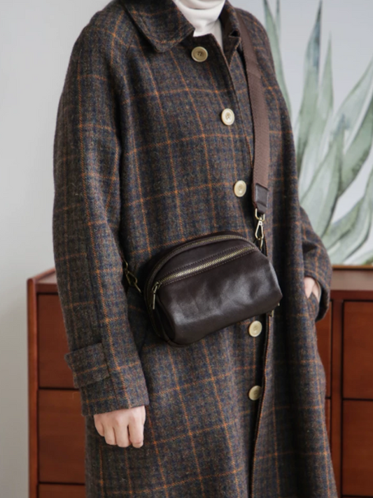 Vintage Leather Shell Crossbody Bag