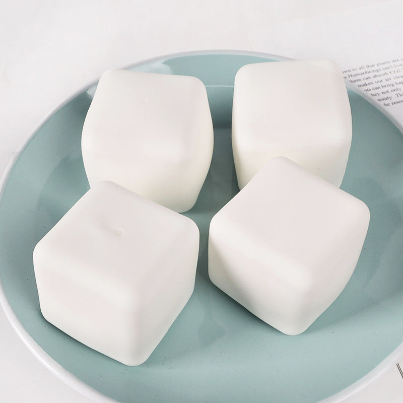 Square Squishy Toy Made Of Soft TPR Material In White, A Unique Novelty Toy For Stress Relief And Fun