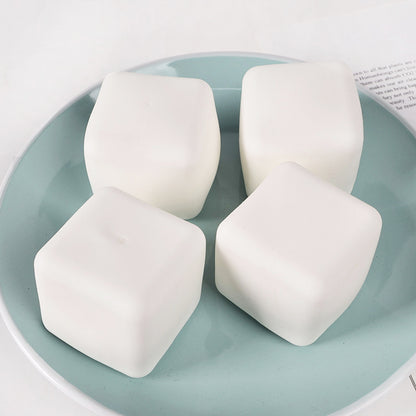 Square Squishy Toy Made Of Soft TPR Material In White, A Unique Novelty Toy For Stress Relief And Fun