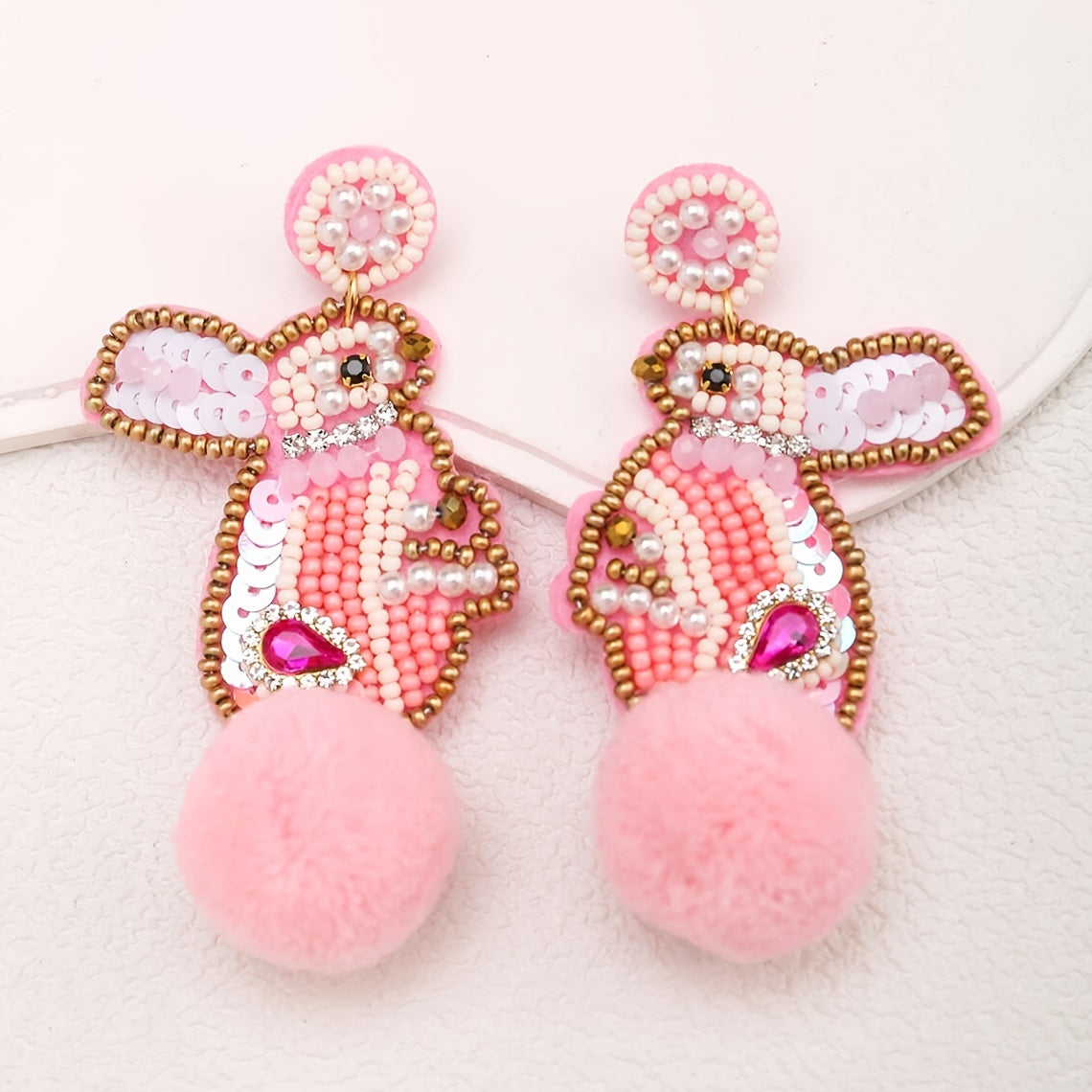 Cute Rabbit Earrings For Women, Plastic Material, Perfect For Easter Celebration