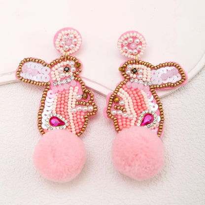 Cute Rabbit Earrings For Women, Plastic Material, Perfect For Easter Celebration