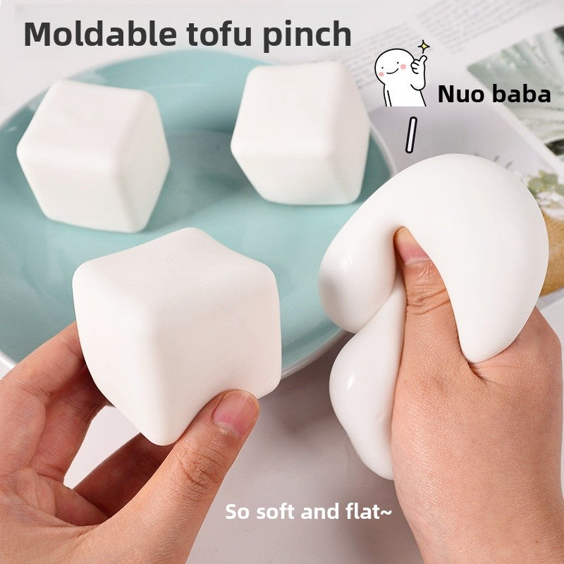 Square Squishy Toy Made Of Soft TPR Material In White, A Unique Novelty Toy For Stress Relief And Fun