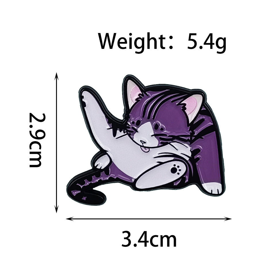 Cat Pin Made Of Zinc Alloy Featuring Enamel Craft