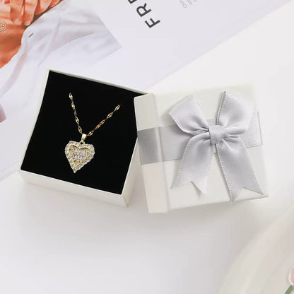 Round Pendant Necklace For Women In 18K Real Gold Plated Titanium Steel With Zircon Inlay And Cable Chain