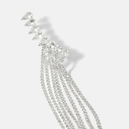Simple Style Rhombus Tassel Earrings In Silver Alloy With Electroplated Finish