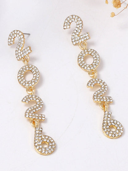 Figure Rhine Stones Shiny Earrings Accessories