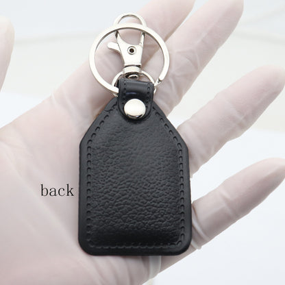 Trillion-cut Electroplated Blue Key Chain In Alloy Material With Retro Style, Featuring PU Inlay