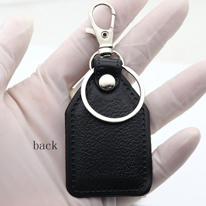 Trillion-cut Electroplated Blue Key Chain In Alloy Material With Retro Style, Featuring PU Inlay