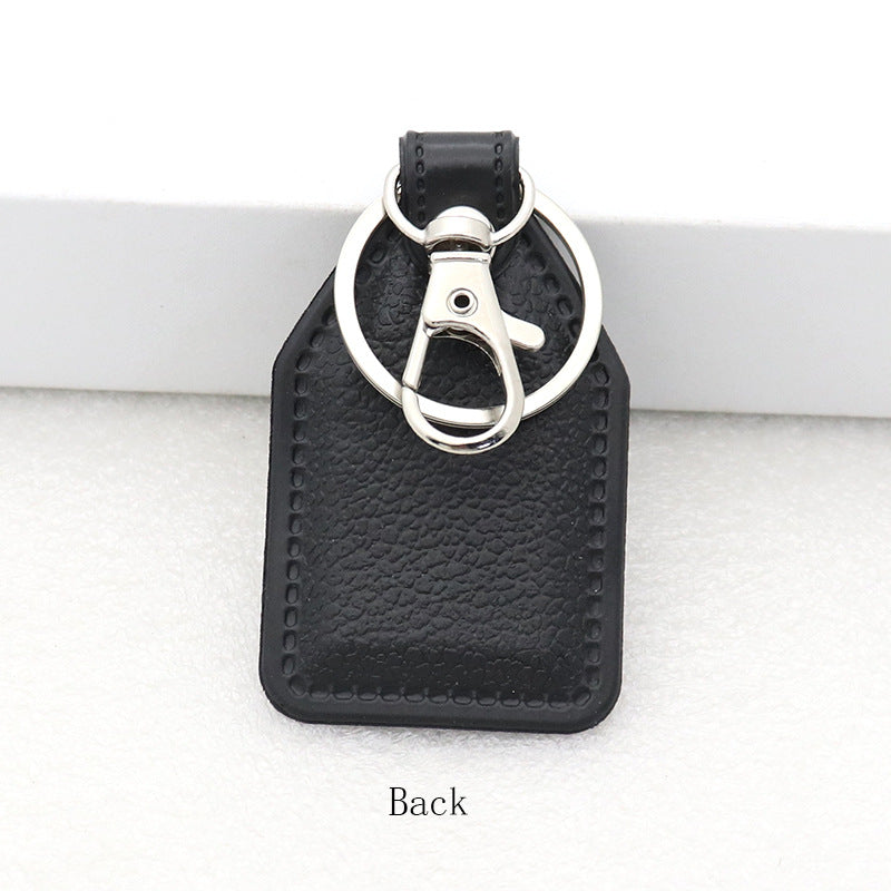Trillion-cut Electroplated Blue Key Chain In Alloy Material With Retro Style, Featuring PU Inlay