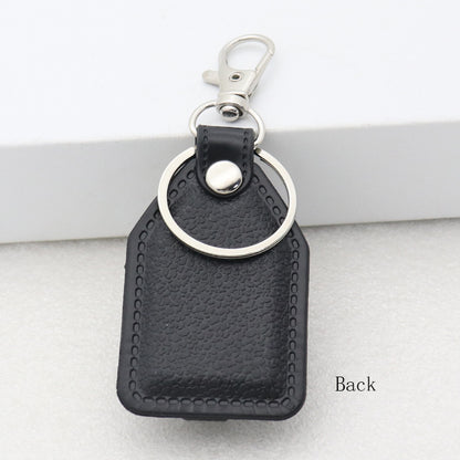 Trillion-cut Electroplated Blue Key Chain In Alloy Material With Retro Style, Featuring PU Inlay