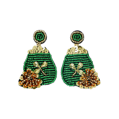 Shamrock Letter Boots Drop Earrings In Green Featuring Durable Alloy Material For St. Patrick's Day