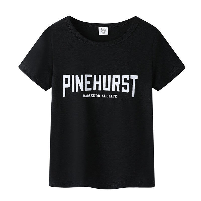 Preppy Style Letter Pattern Boy's Cotton T-Shirt With Round Neck And Short Sleeves In Yellow