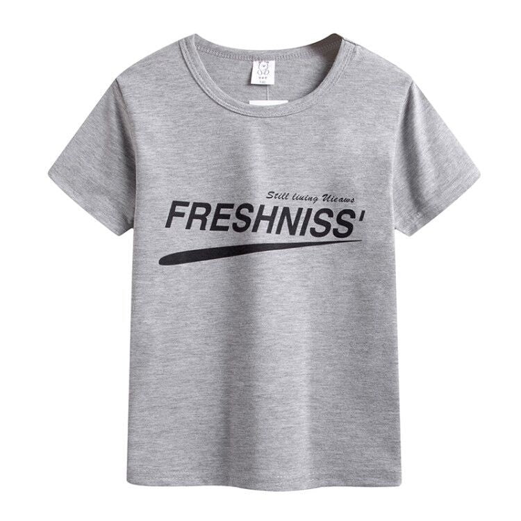Preppy Style Letter Pattern Boy's Cotton T-Shirt With Round Neck And Short Sleeves In Yellow