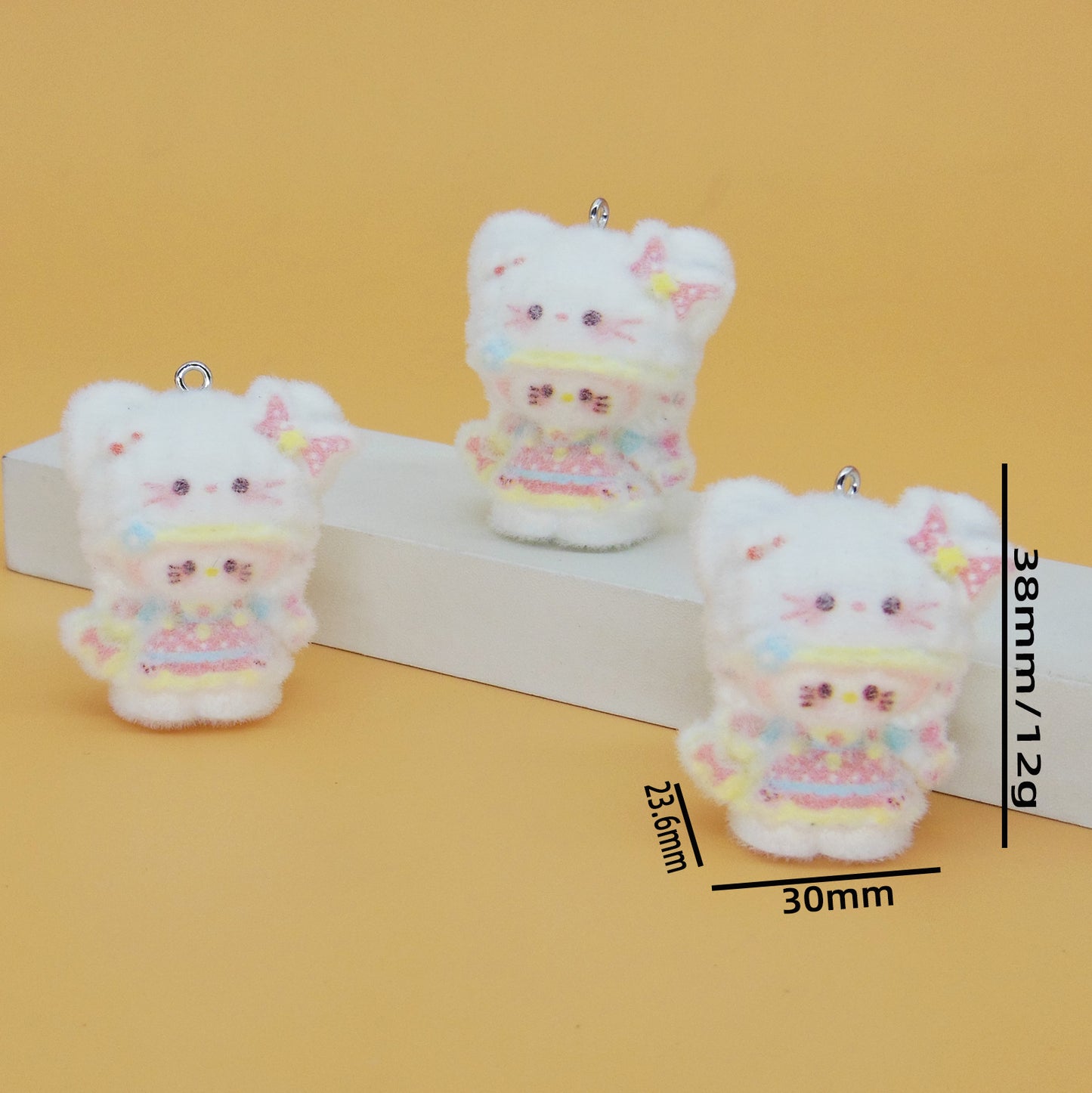 Flocking Resin Animal Love Charms Hanging Ornament