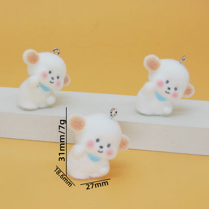 Flocking Resin Animal Love Charms Hanging Ornament