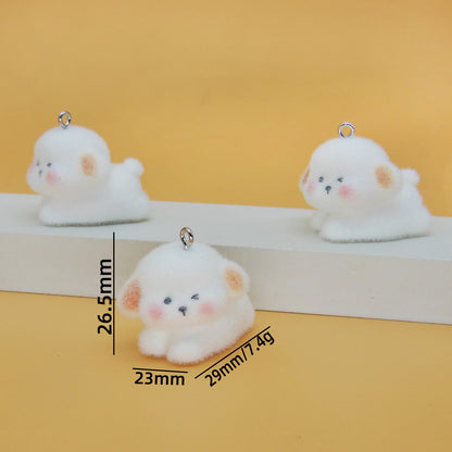 Flocking Resin Animal Love Charms Hanging Ornament