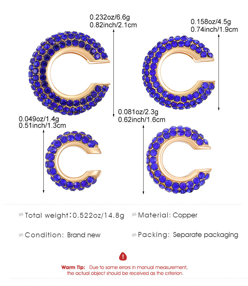 Luxurious U Shape Clip Earrings For Women In Copper With KC Golden Plated Finish And Zircon Inlay