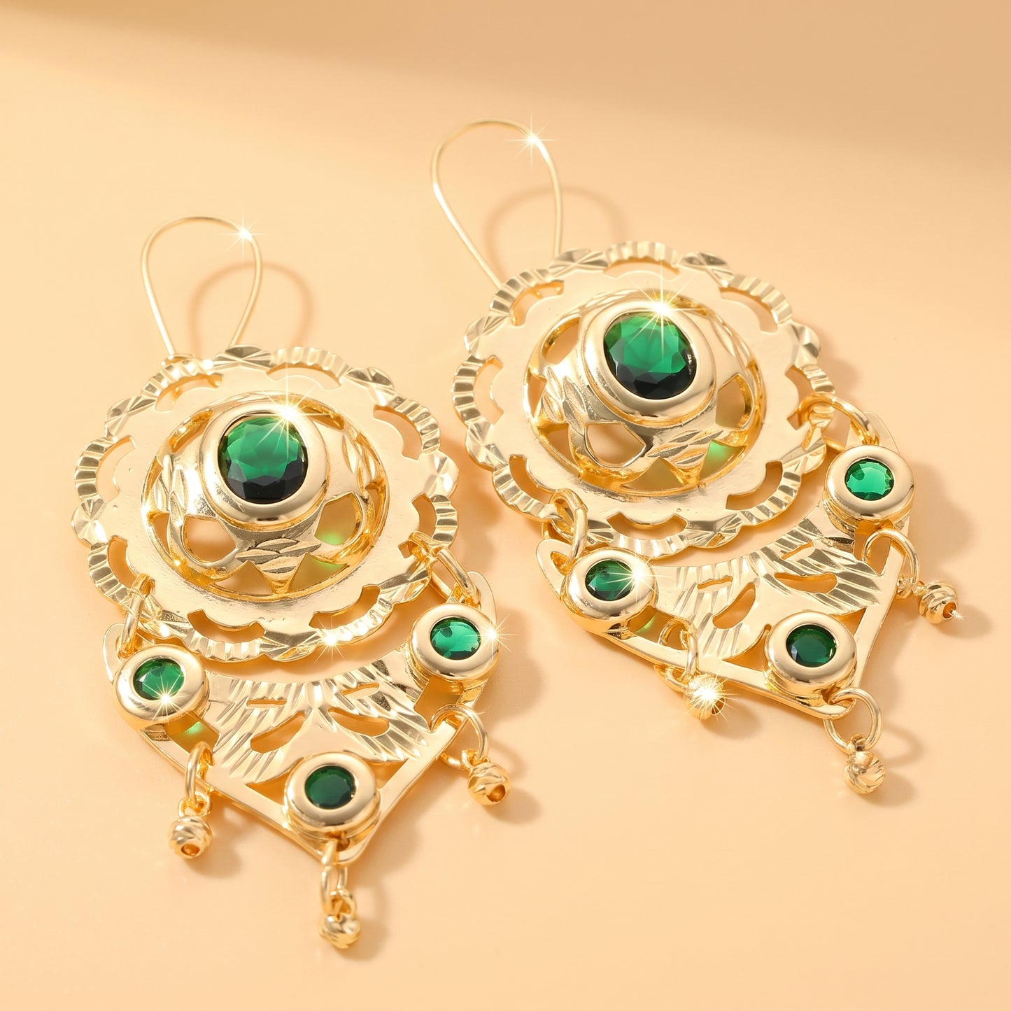 Waterproof Non Tarnish Tassel Earrings For Women, Golden Plated Copper With Zircon Inlay
