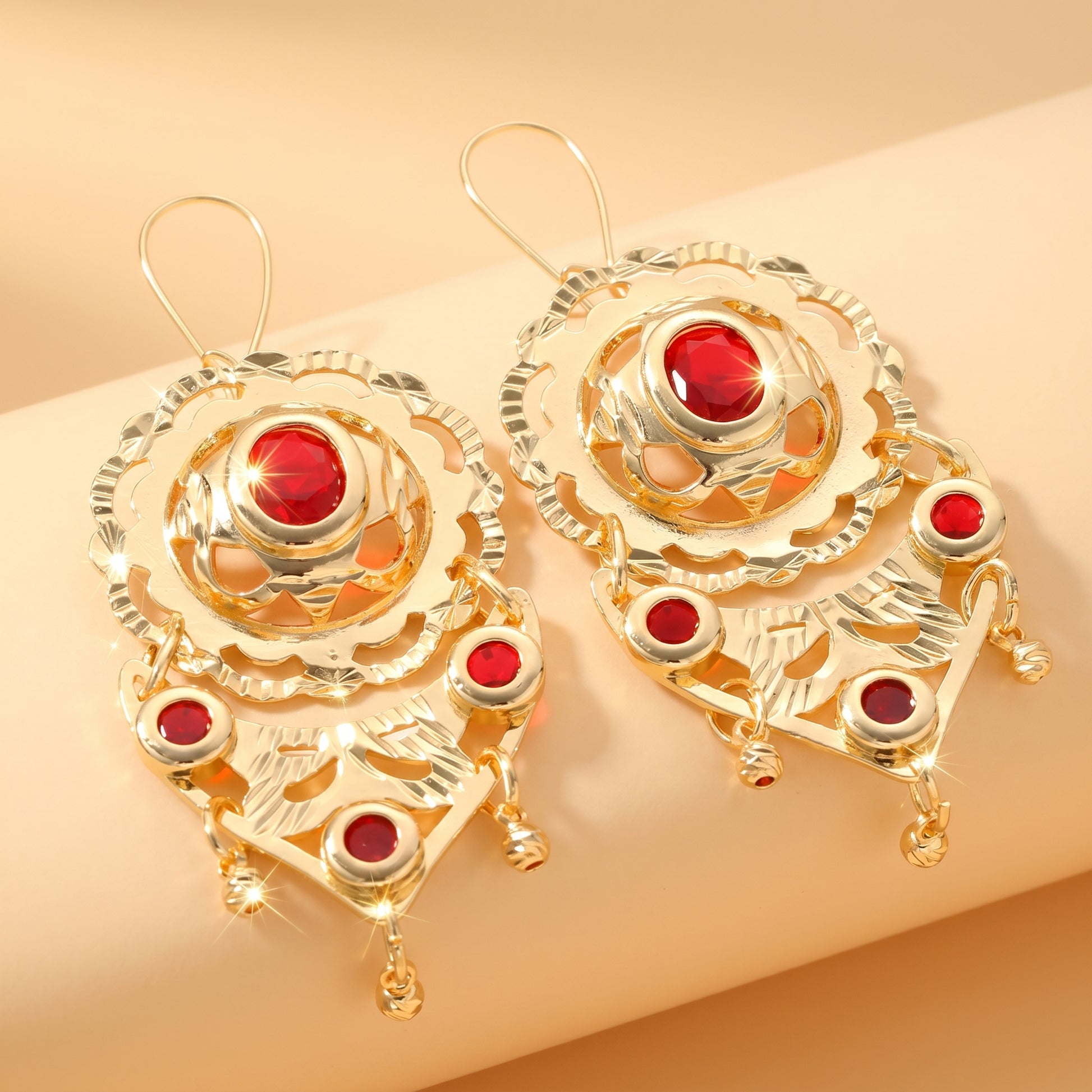 Waterproof Non Tarnish Tassel Earrings For Women, Golden Plated Copper With Zircon Inlay