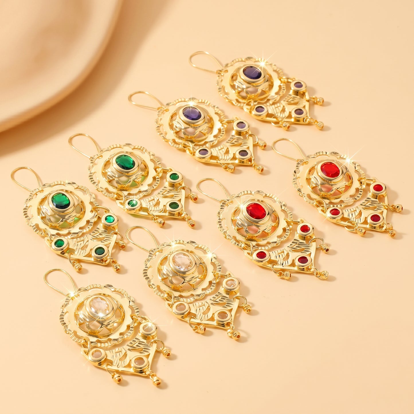 Waterproof Non Tarnish Tassel Earrings For Women, Golden Plated Copper With Zircon Inlay