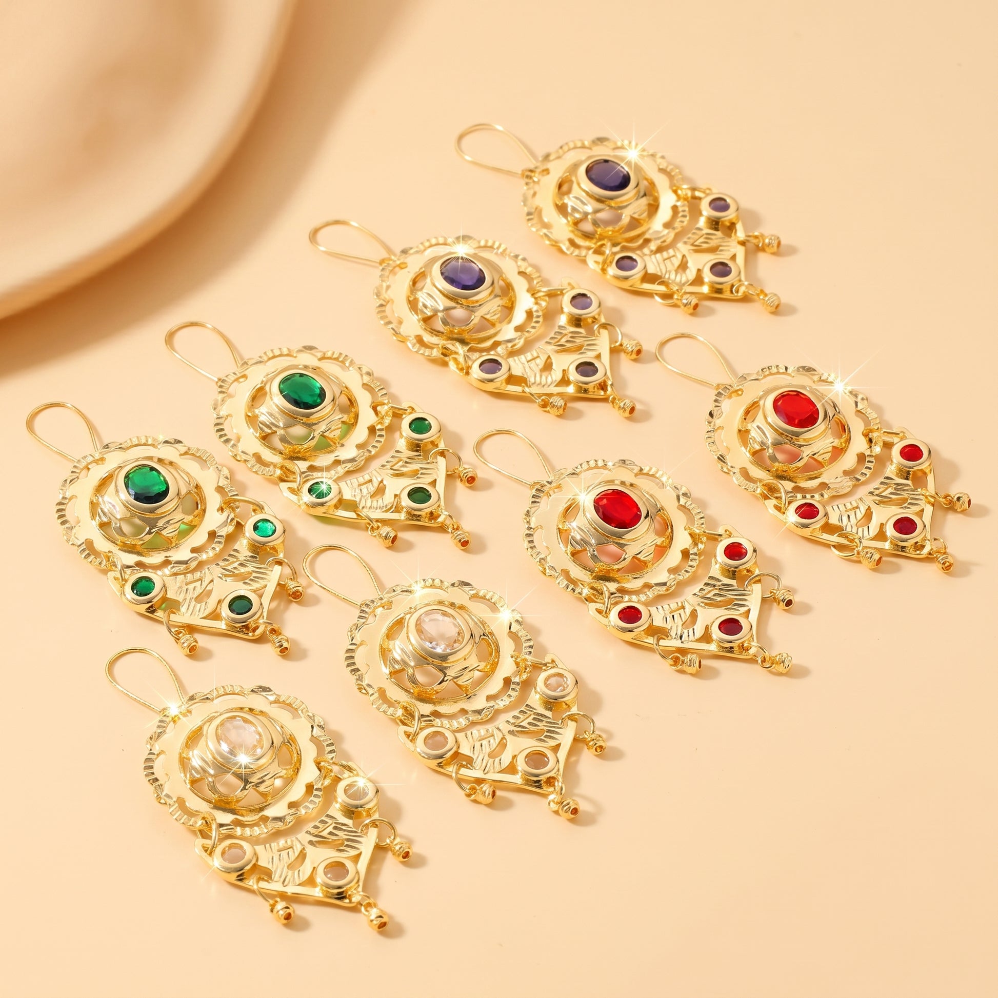 Waterproof Non Tarnish Tassel Earrings For Women, Golden Plated Copper With Zircon Inlay