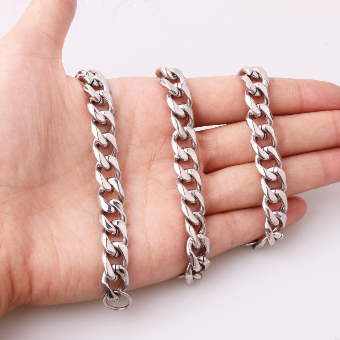 Men's Irregular Faceted Silver Necklace Featuring Durable Titanium Steel Chain